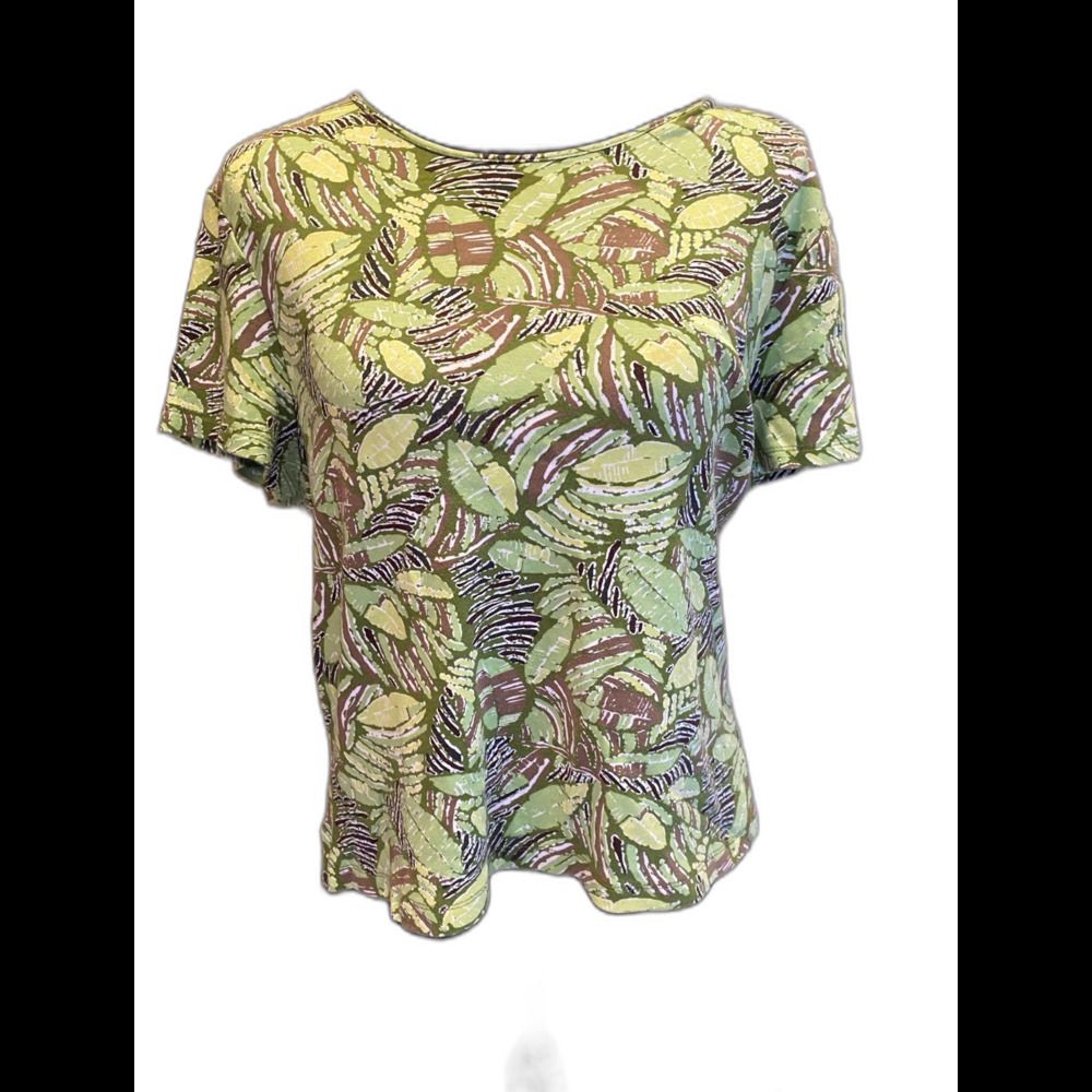 Croft & Barrow Plus Size XL Top‎ Green Tropical Relaxed Fit Casual T Shirt